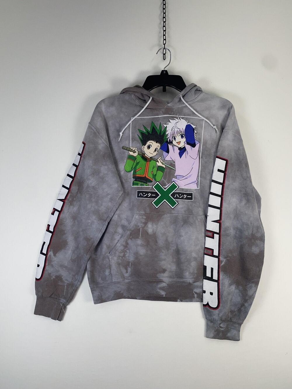 Hunter X Hunter Hoodie Mens Medium Gray Tie Dye Gon Killua Graphic Anime